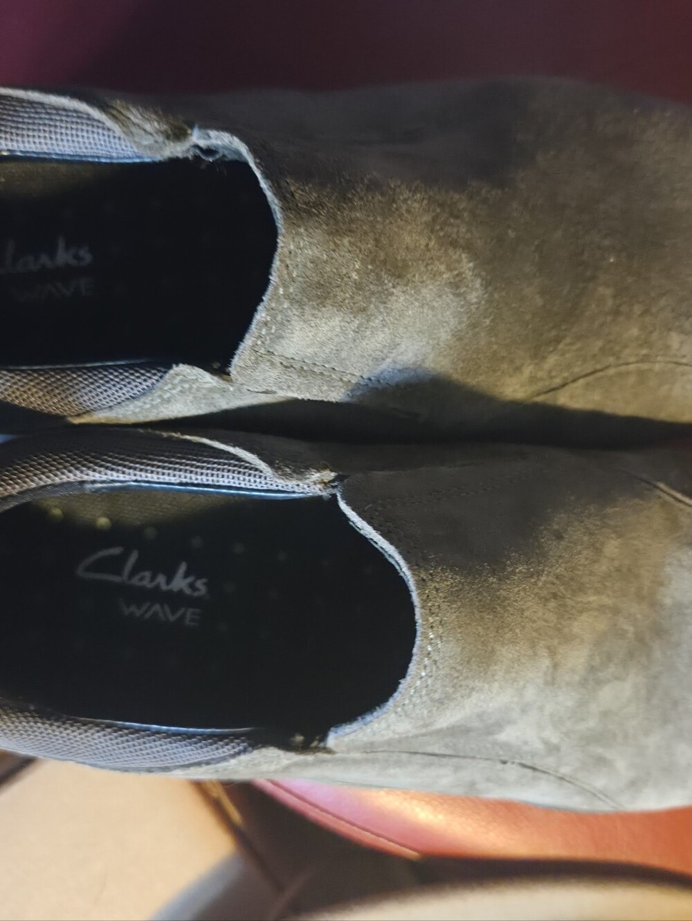 Clarks Taupe Suede Slip-On Flats